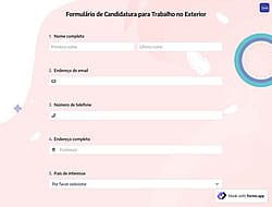 Formulário de Candidatura para Trabalho no Exterior