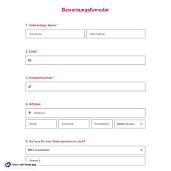 Vorlage für ein Stellenbewerbungsformular