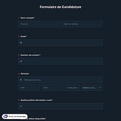 Formulaire de candidature CV