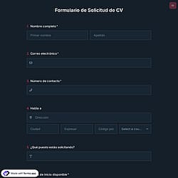 Formulario de solicitud de CV