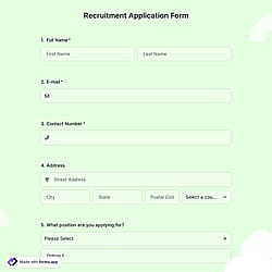 Recruitment Application Form Template