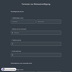 Formular für die Reiseeinwilligung