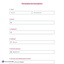 Modèle de formulaire d'inscription en ligne
