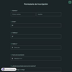 Plantilla de formulario de registro en línea