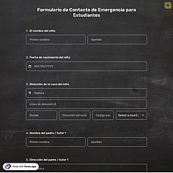 Plantilla de Formulario de Contacto de Emergencia para Estudiantes