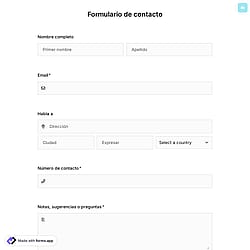 Plantilla de formulario de contacto para sitios web
