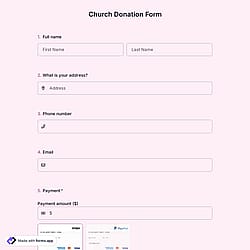Church Donation Form Template