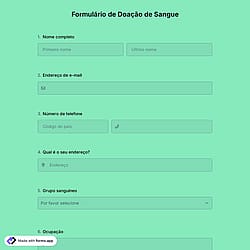 Modelo de Formulário de Doação de Sangue