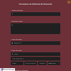 Plantilla de formulario de solicitud de donaciones
