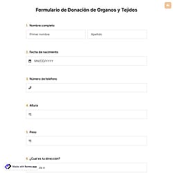 Plantilla de Formulario de Donación de Organos y Tejidos