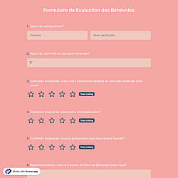 Modèle de Formulaire de Evaluation des Bénévoles