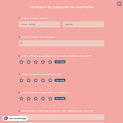 Plantilla de Formulario de Evaluación de Voluntarios