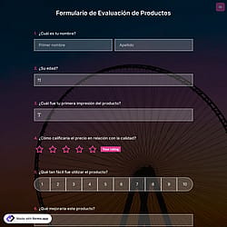Plantilla de Formulario de Evaluación de Productos