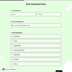 Peer Evaluation Form Template