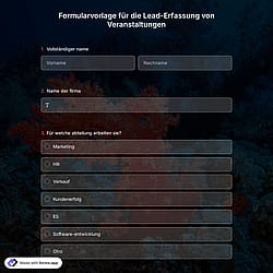 Formularvorlage für die Lead-Erfassung von Veranstaltungen