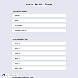 Product Research Survey Template