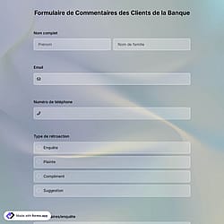 Modèle de Formulaire de Commentaires des Clients de la Banque