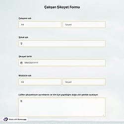 Çalışan Şikayet Formu Şablonu