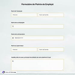 Modèle de formulaire de plainte des employés