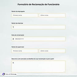 Modelo de Formulário de Reclamação de Funcionário