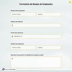 Plantilla de formulario de quejas de empleados