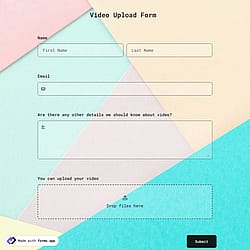 Video Upload Form Template