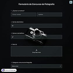 Plantilla de formulario para concurso de fotografía