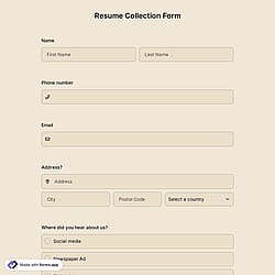 Resume Collection Form Template