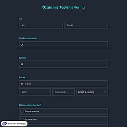 Özgeçmiş Toplama Formu Şablonu