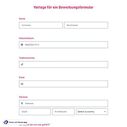 Vorlage für ein Stellenbewerbungsformular