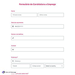 Modelo de Formulário de Candidatura de Emprego