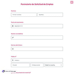Plantilla de formulario de solicitud de empleo