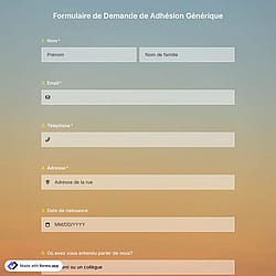 Modèle de Formulaire de Demande de Adhésion Générique