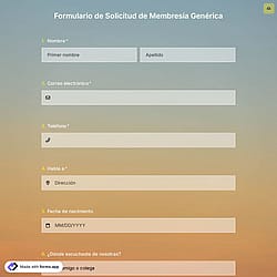 Plantilla de Formulario de Solicitud de Membresía Genérica
