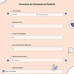 Modèle de Formulaire de Commande de Publicité