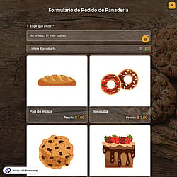 Plantilla de formulario de pedido de pastelería
