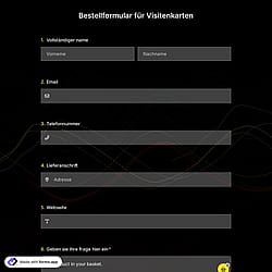 Vorlage für das Bestellformular für Visitenkarten