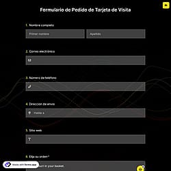 Plantilla de Formulario de Pedido de Tarjeta de Visita