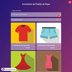 Plantilla de formulario de pedido de ropa