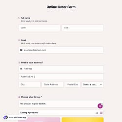 Online Order Form Template