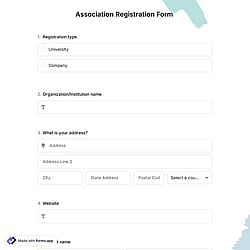 Association Registration Form Template