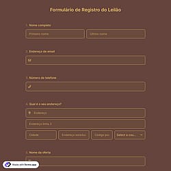 Modelo de Formulário de Registro de Leilão