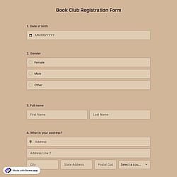 Book Club Registration Form Template