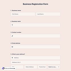 Business Registration Form Template