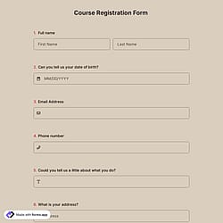 Course Registration Form Template