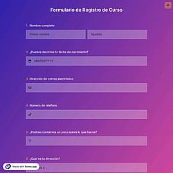 Plantilla de Formulario de Registro de Curso