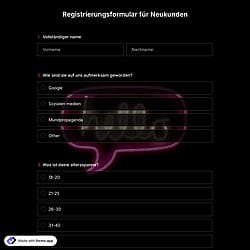 Registrierungsformular für Neukunden