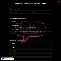 Plantilla de Formulario de Registro de Nuevo Cliente