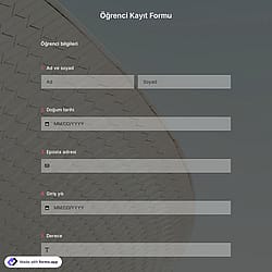 Öğrenci Kayıt Formu Şablonu