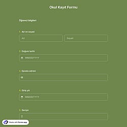 Okul Kayıt Formu Şablonu